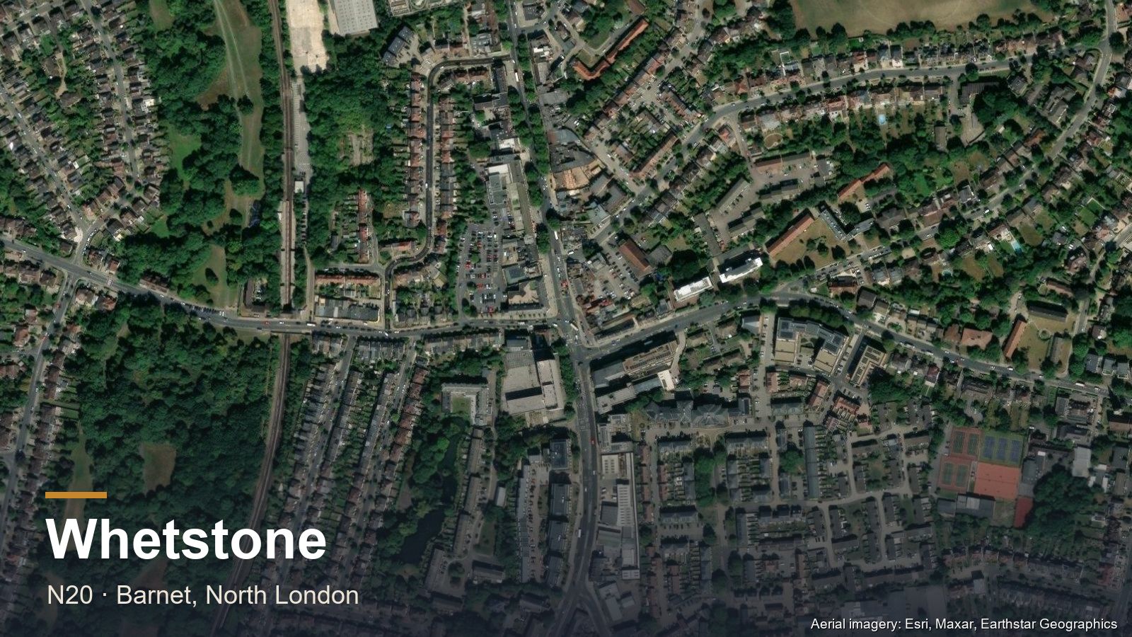 Aerial view of Whetstone, North London