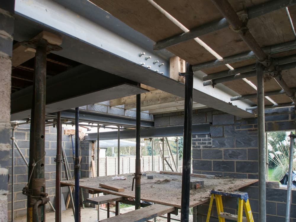Steel RSJ installed during a wall removal project